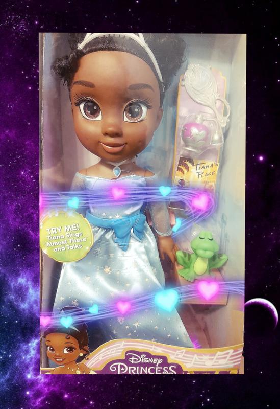 Front facing picture of the Princess Tiana doll while still in package