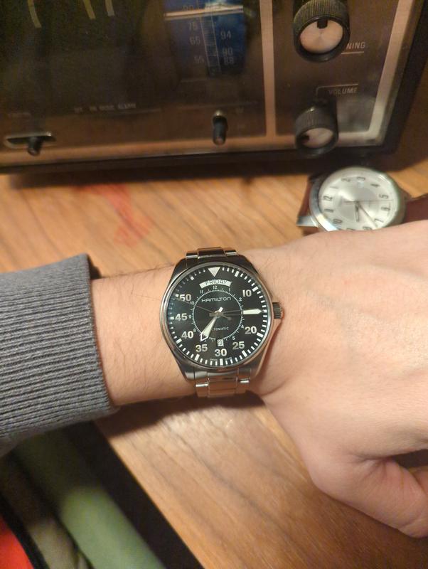 hamilton khaki aviation pilot day date automatic men's watch h64615135