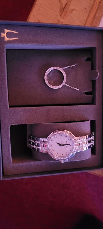 Bulova Crystal Watch Boxed Set with Circle Necklace 96X148 Bulova Crystal Watch Boxed Set with Circle Necklace 96X148