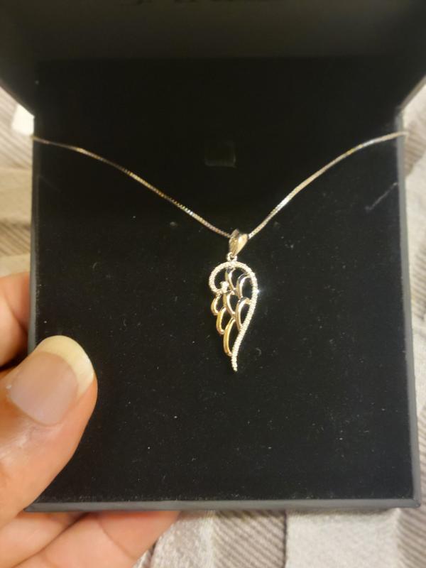 Angel Wing Necklace 1/10 ct tw Diamond Sterling Silver/10K Yellow Gold