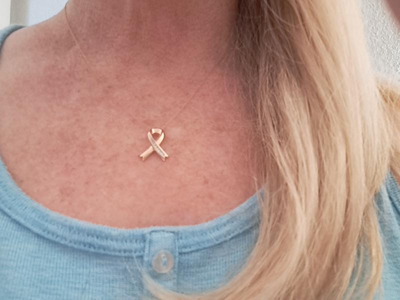 Pink Ribbon LUXE Gold Awareness Necklace breast cancer survivor gift –  RANOLA