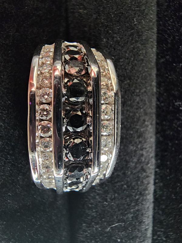 Dazzlingrock Men's Black & White Diamond Square Ribbed Ring – 0.50 CTW, 10K/14K/18K Gold Or Sterling Silver - View #3