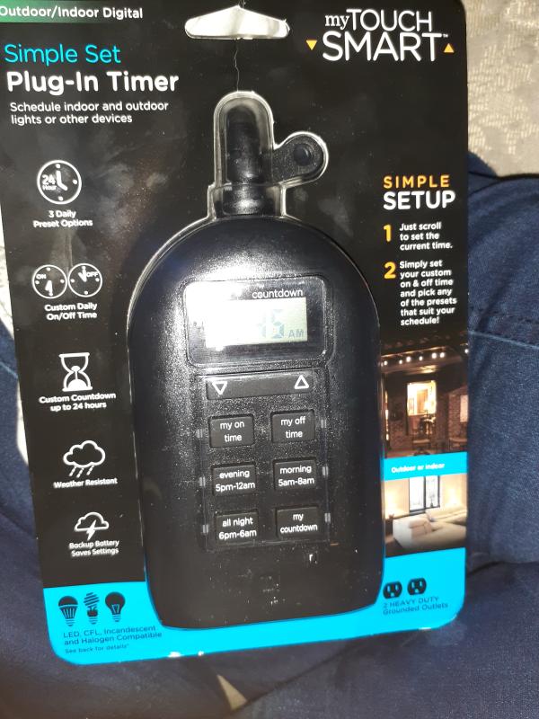 My Touch Smart Simple Set Plug-In Timer #39094 - Indoor/Outdoor Outlet Timer