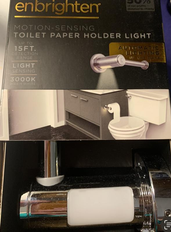 Enbrighten LED Motion Sensing Toilet Paper Holder Light Brushed Nickel