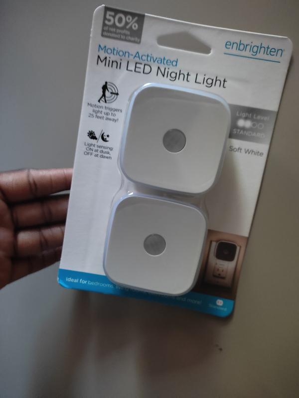 Enbrighten Mini LED Motion-Sensing Night Light, 2 Pack, White