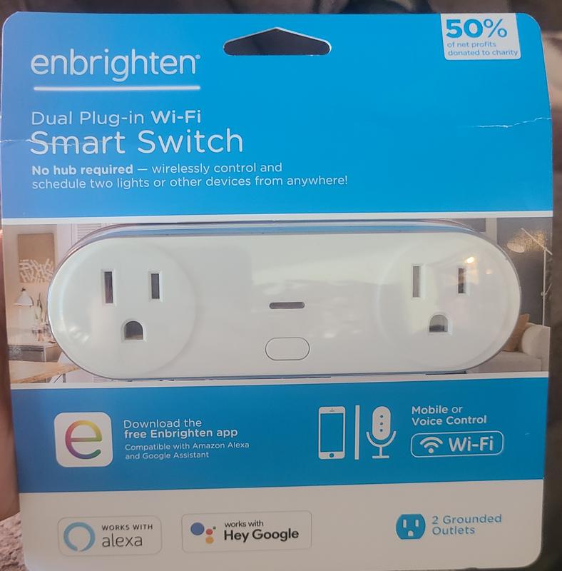 Enbrighten Zigbee Plug-in Smart Switch, Dual Controlled Outlets