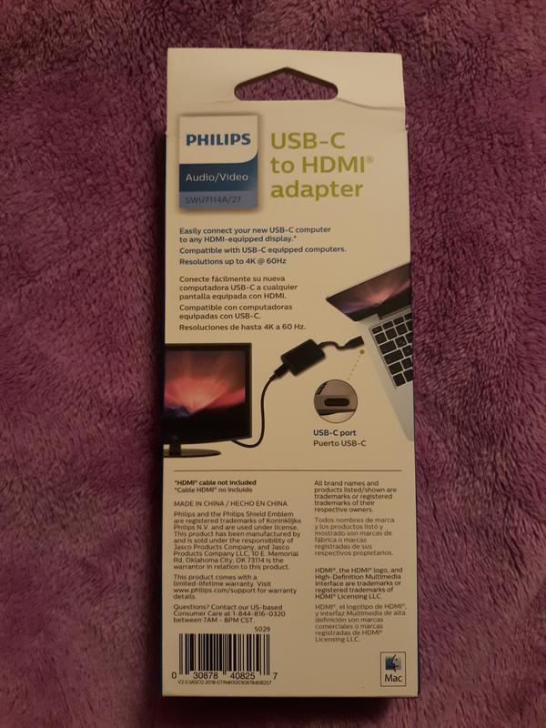 Philips 1080P Usb-C To Hdmi Adapter Black in the HDMI Cables department at