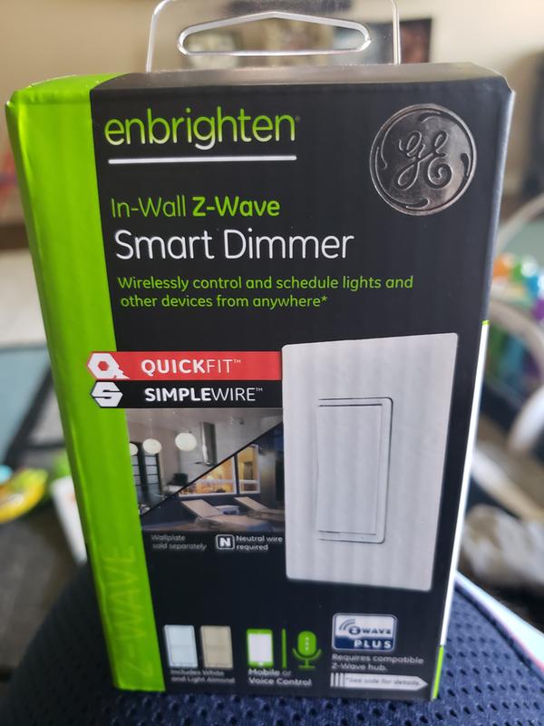 Enbrighten Enbrighten Z-Wave Plus Single-Pole/3-Way Smart with LED Rocker  Light Dimmer, White and Light Almond in the Light Dimmers department at