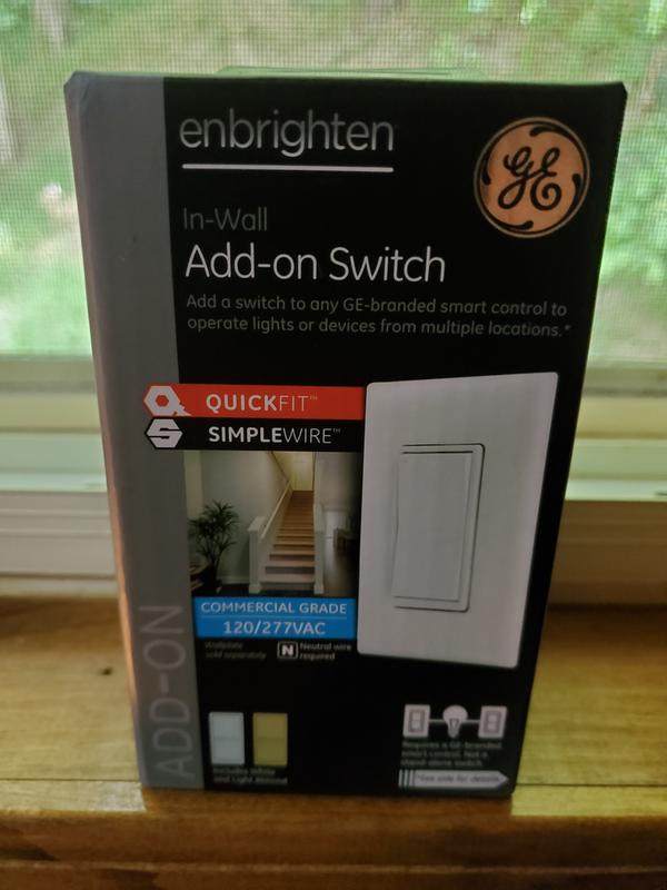 GE Enbrighten Add-On Switch with QuickFit™ and SimpleWire™, Toggle, White