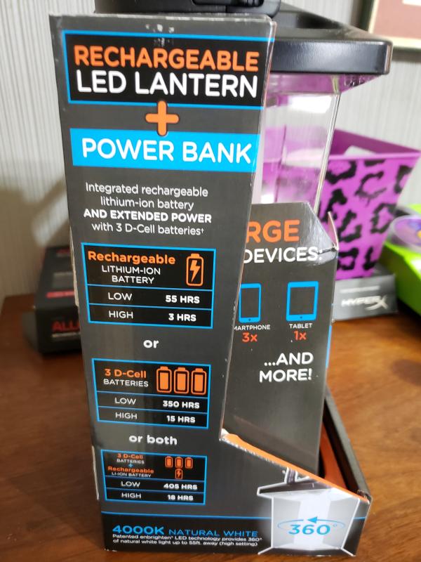 Enbrighten LED 6D USB-Charging Lantern, Black
