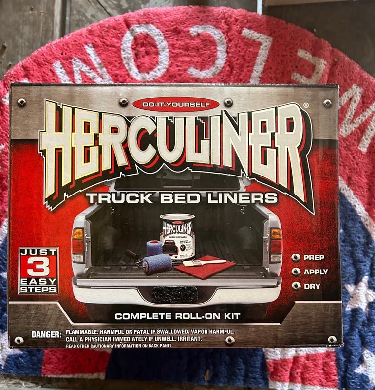 HERCULINER Professional Truck Bed Liner Kit – 2K Urethane, Spray Or Roll On, Covers 8 Ft Bed – Includes Liner, Hardener, Spray Gun