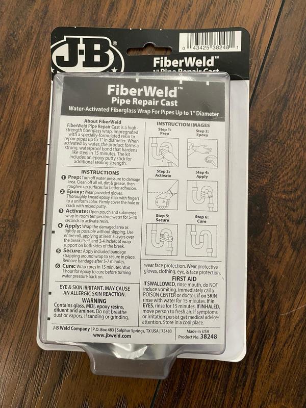 J-B WELD, Fiberglass, 2 in W x 4 ft L Wrap Size, Pipe Repair Kit -  60PP27