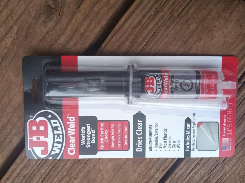J-B Wels Clear Weld Quick Setting Epoxy Syringe, .85 fl oz