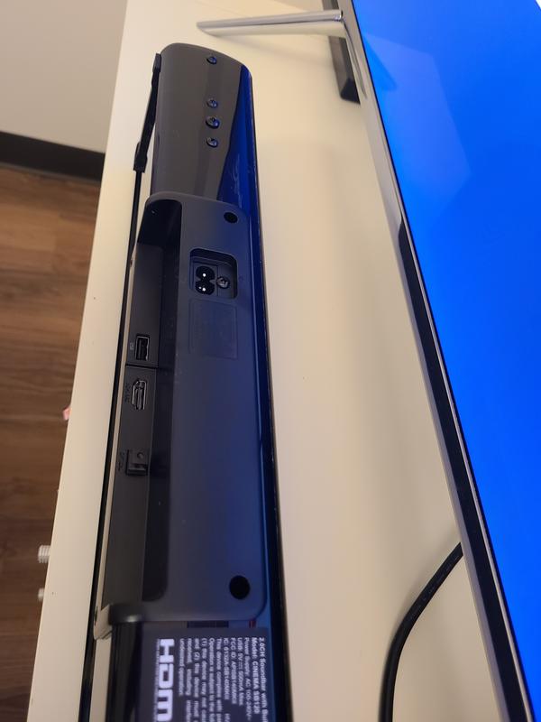 Bottom/rear: A/C, HDMI, USB, and optical