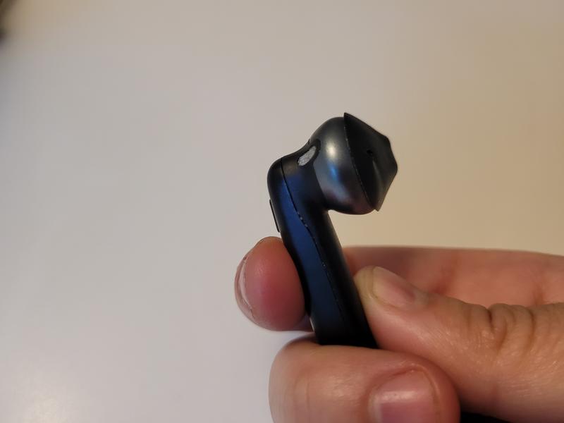 Warping around the rubber tip of the earbud