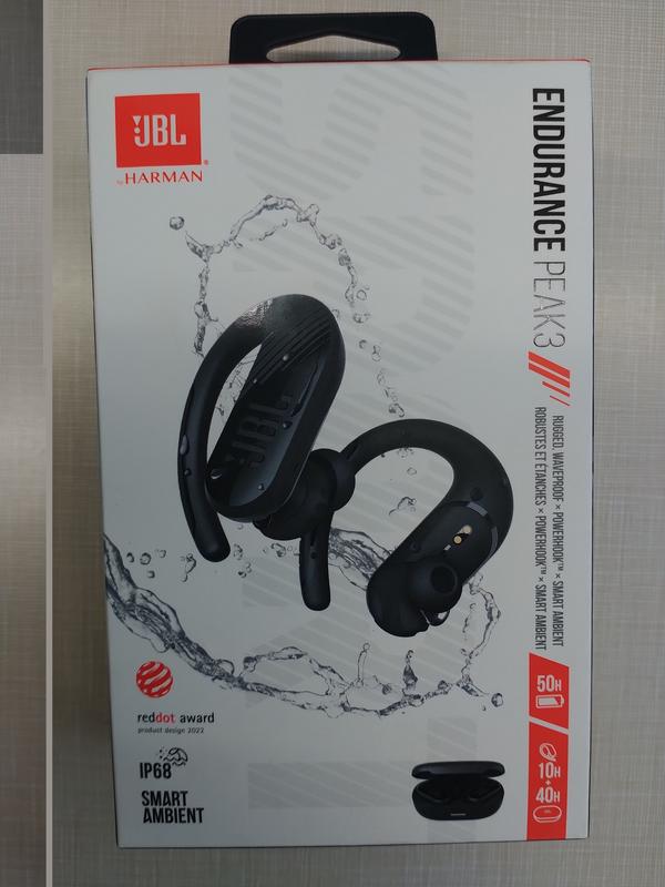 JBL-Auriculares deportivos inalámbricos Endurance Peak 3, cascos con  Bluetooth, gancho para la oreja, resistentes al agua IP68, 50H, originales