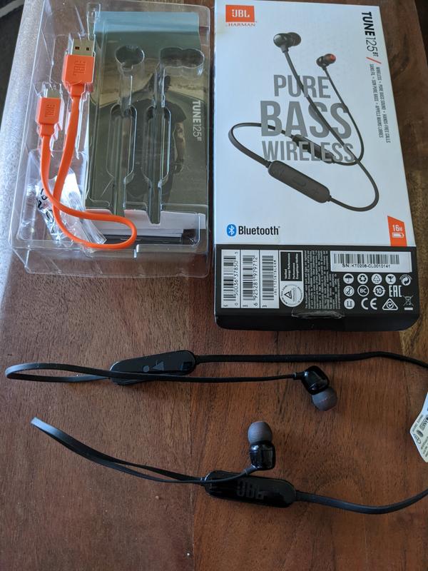 the Wireless 125BT Battery Sound Bass with & Headphones Tune | Life Black JBL department at Bluetooth In-Ear Headphones 16-Hour in JBL Earbuds - Pure