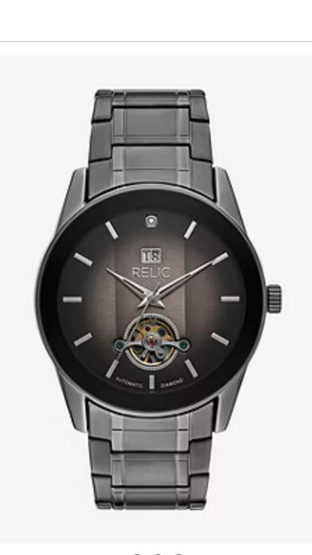 Relic By Fossil Mens Automatic Gray Stainless Steel Bracelet Watch