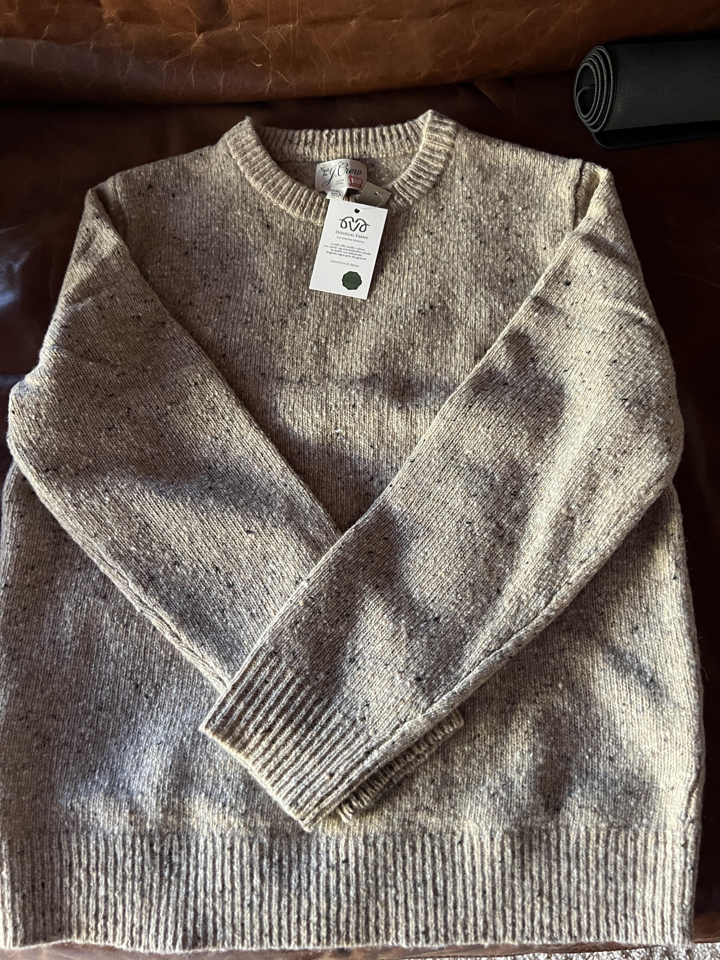 J. Crew, Sweaters, J Crew Lambswool Leather Elbow Patch Sweater In  Natural 4278