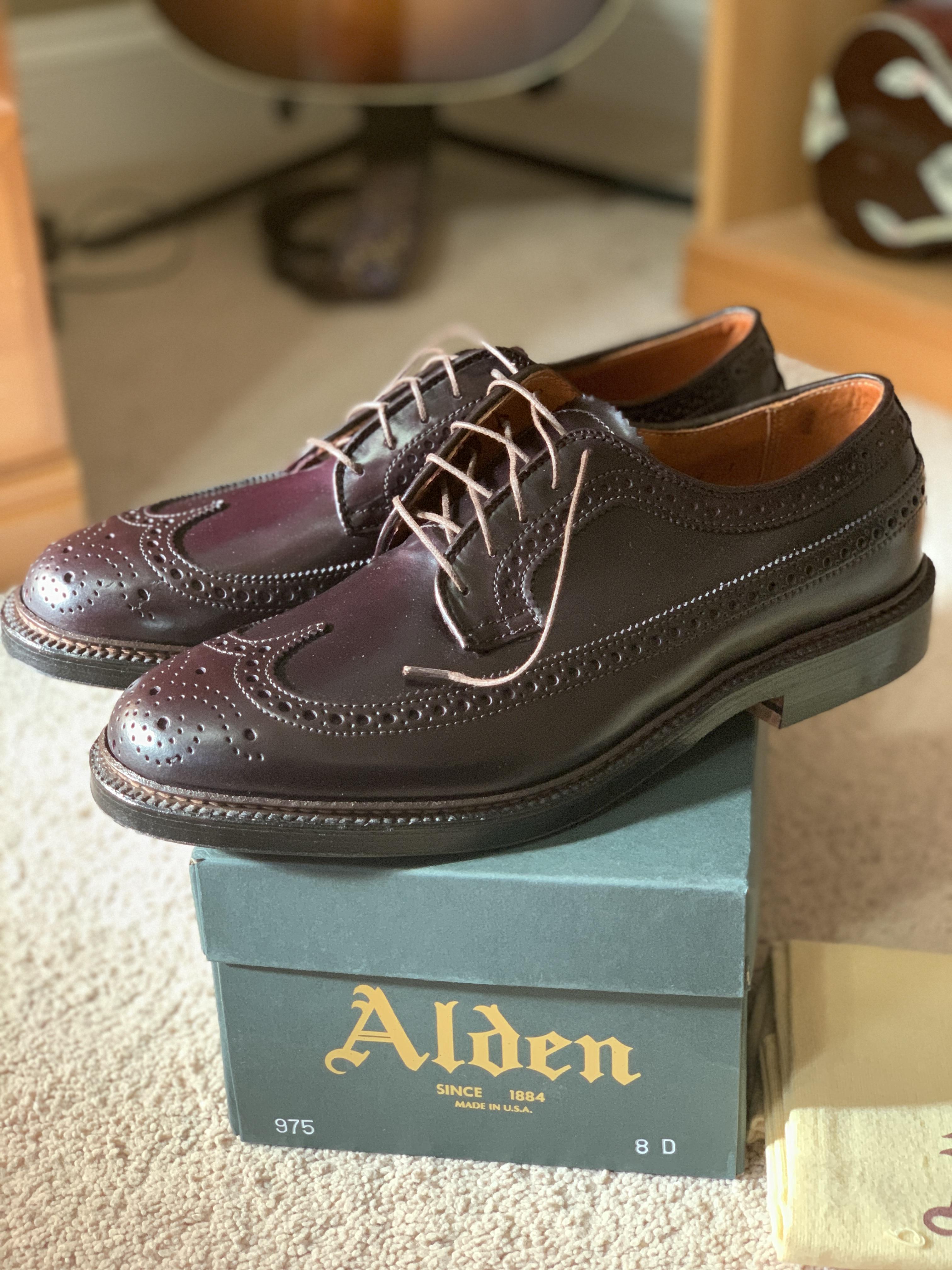 J.Crew Alden For J.Crew Shell Cordovan Longwing Bluchers For Men