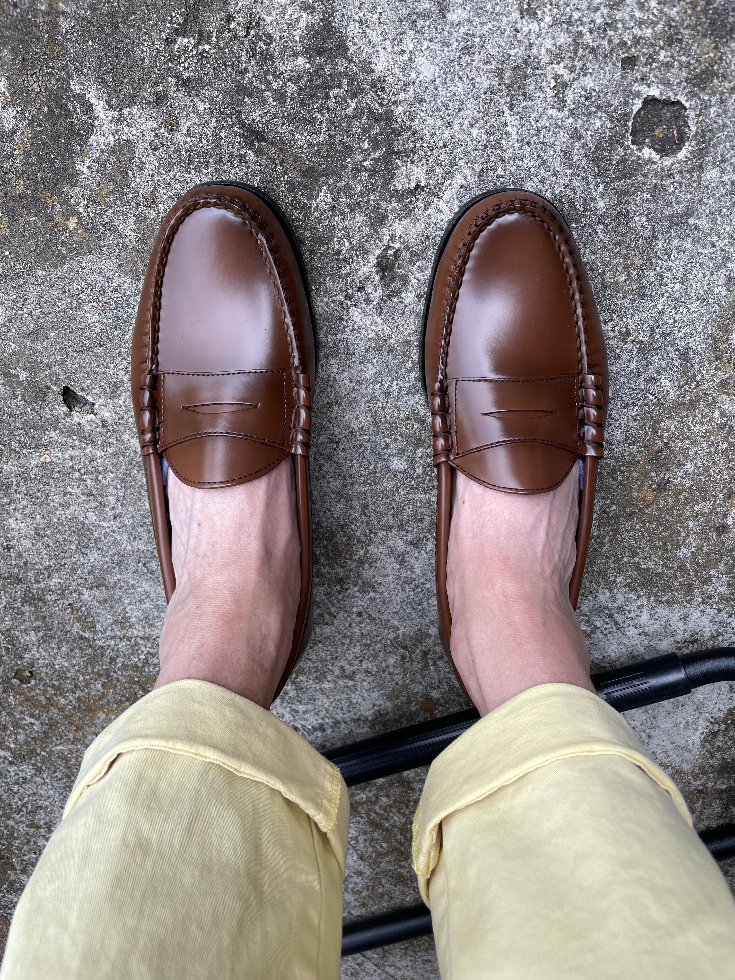 J crew leather sales loafers