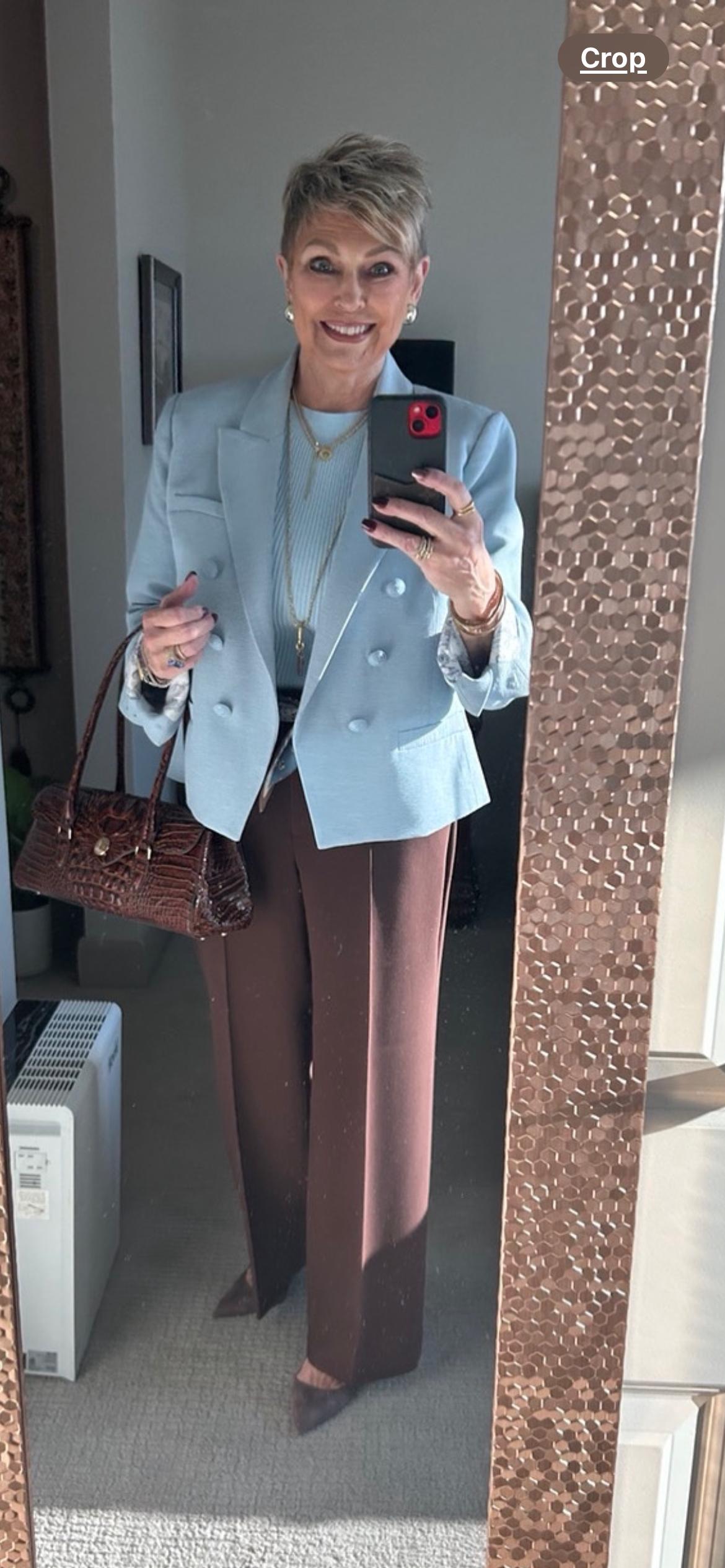 I love brown and blue together.