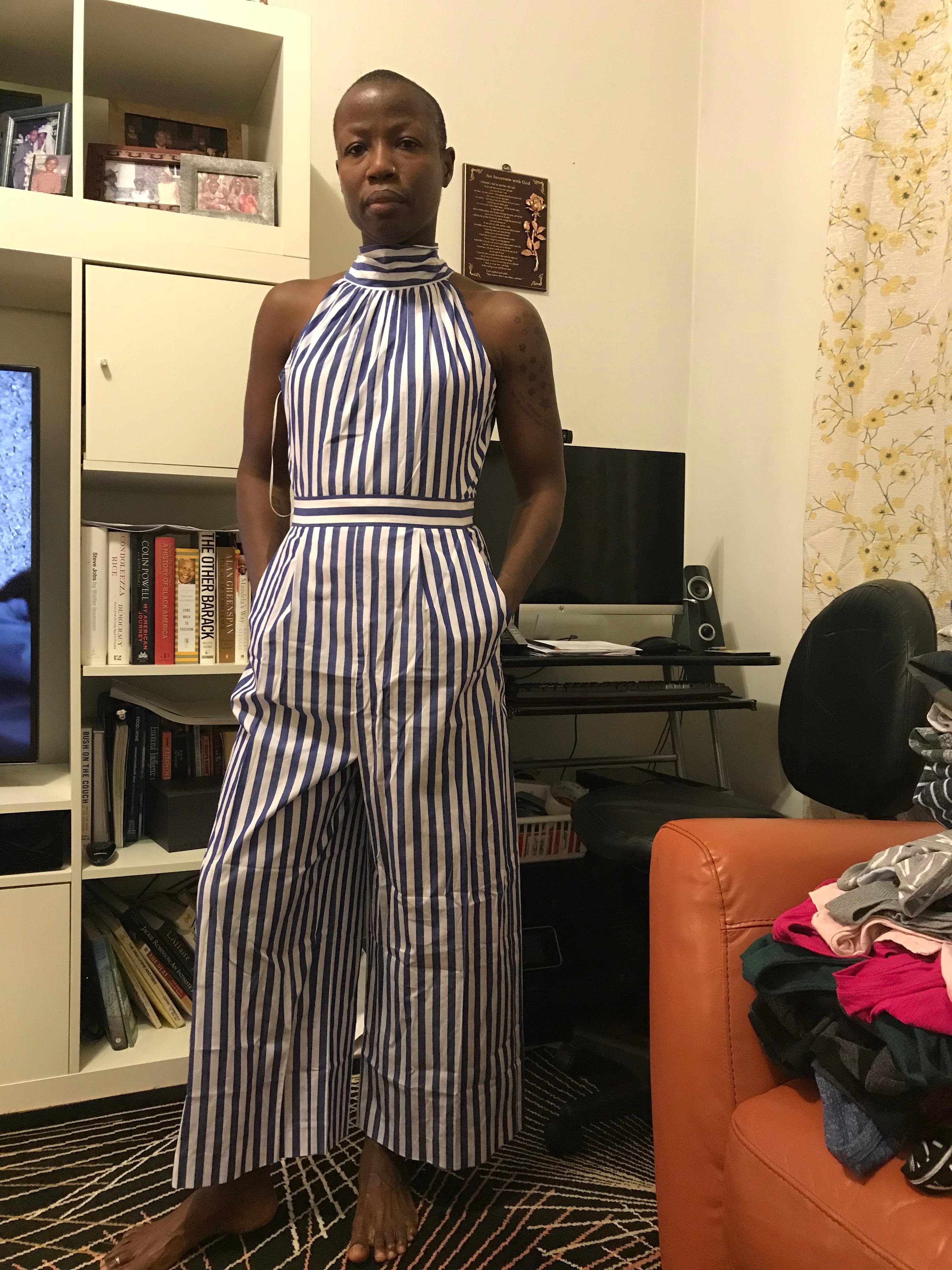 J crew cheap striped jumpsuit