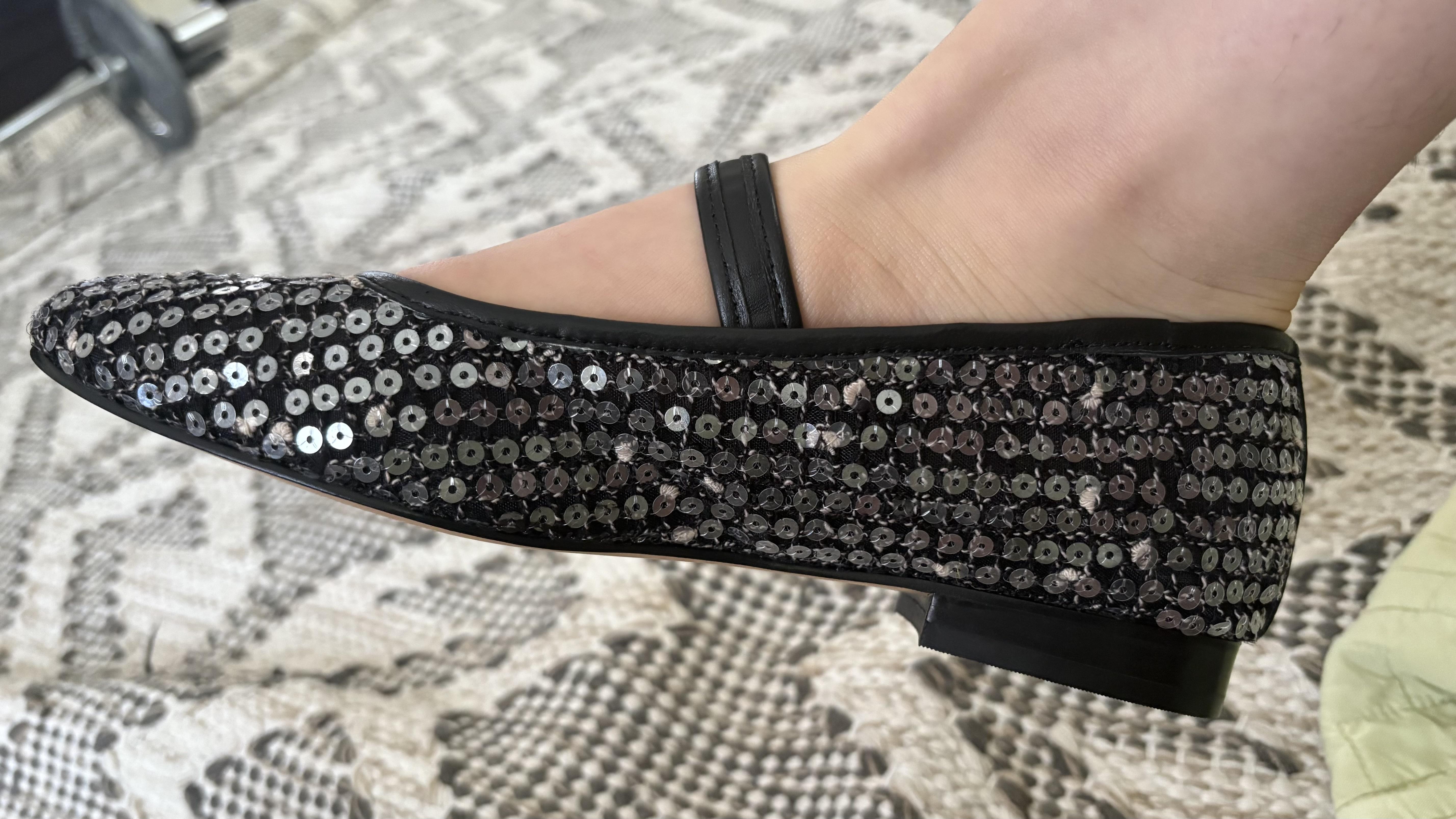 Mesh Mary Jane ballet flats with sequins