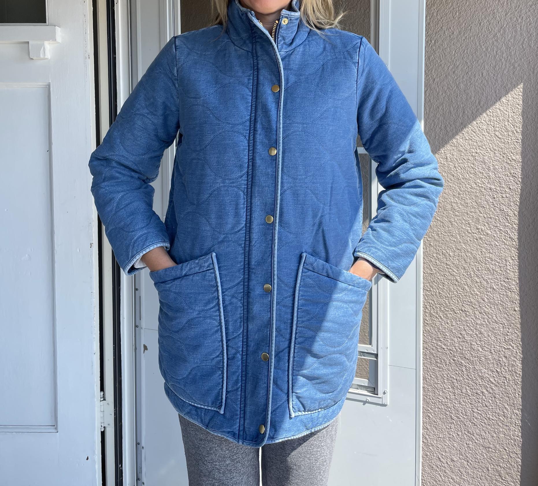 J.Crew: Quilted Cocoon Puffer With PrimaLoft® In Chambray For Women