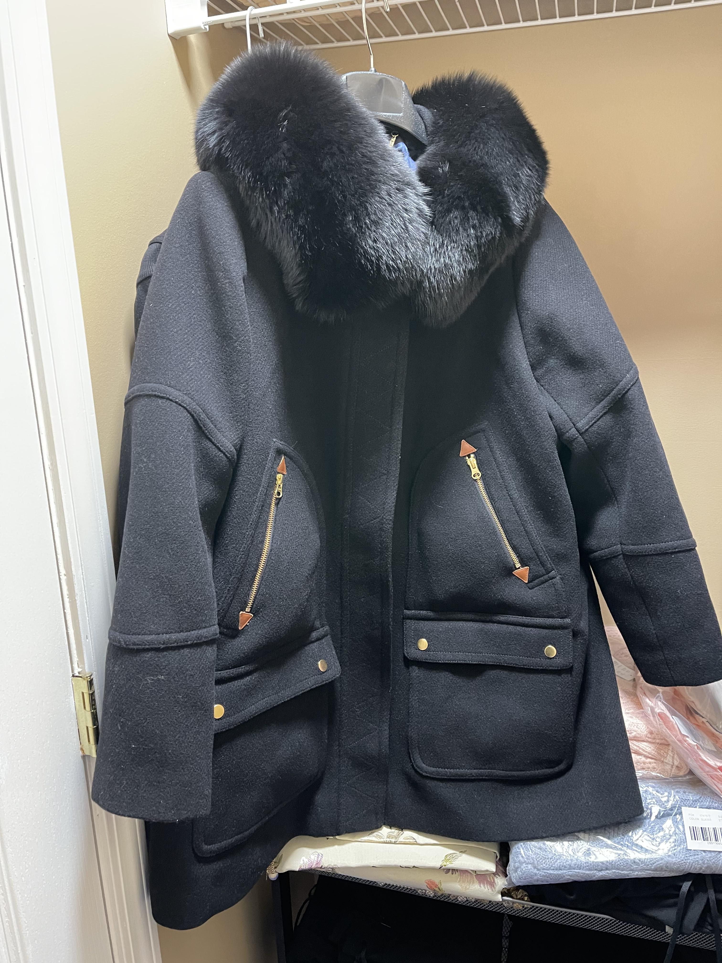 J crew coat hot sale with fur hood