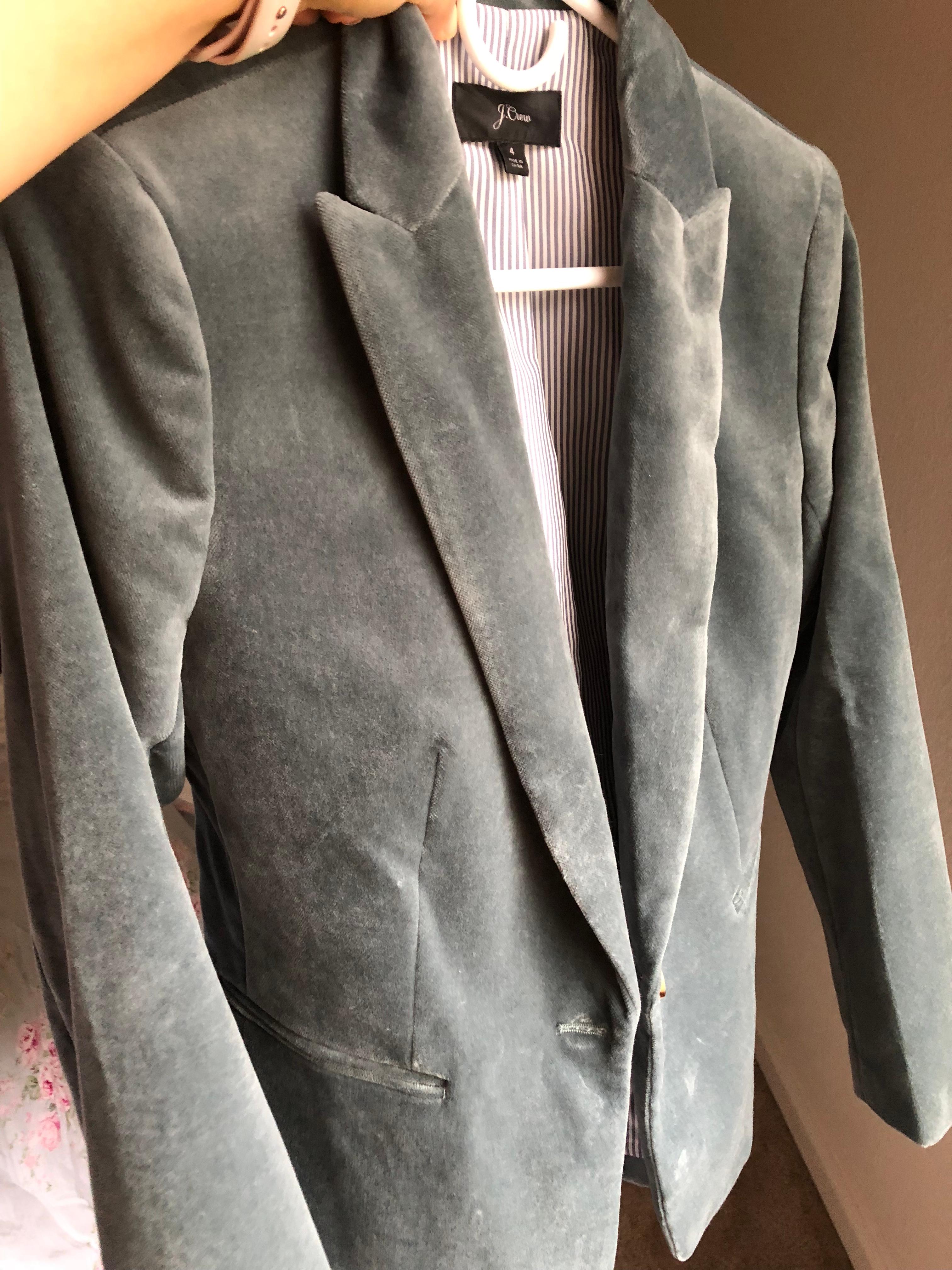 J crew outlet blue velvet blazer