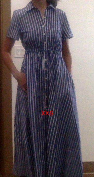 Shirred-waist shirtdress in cotton poplin