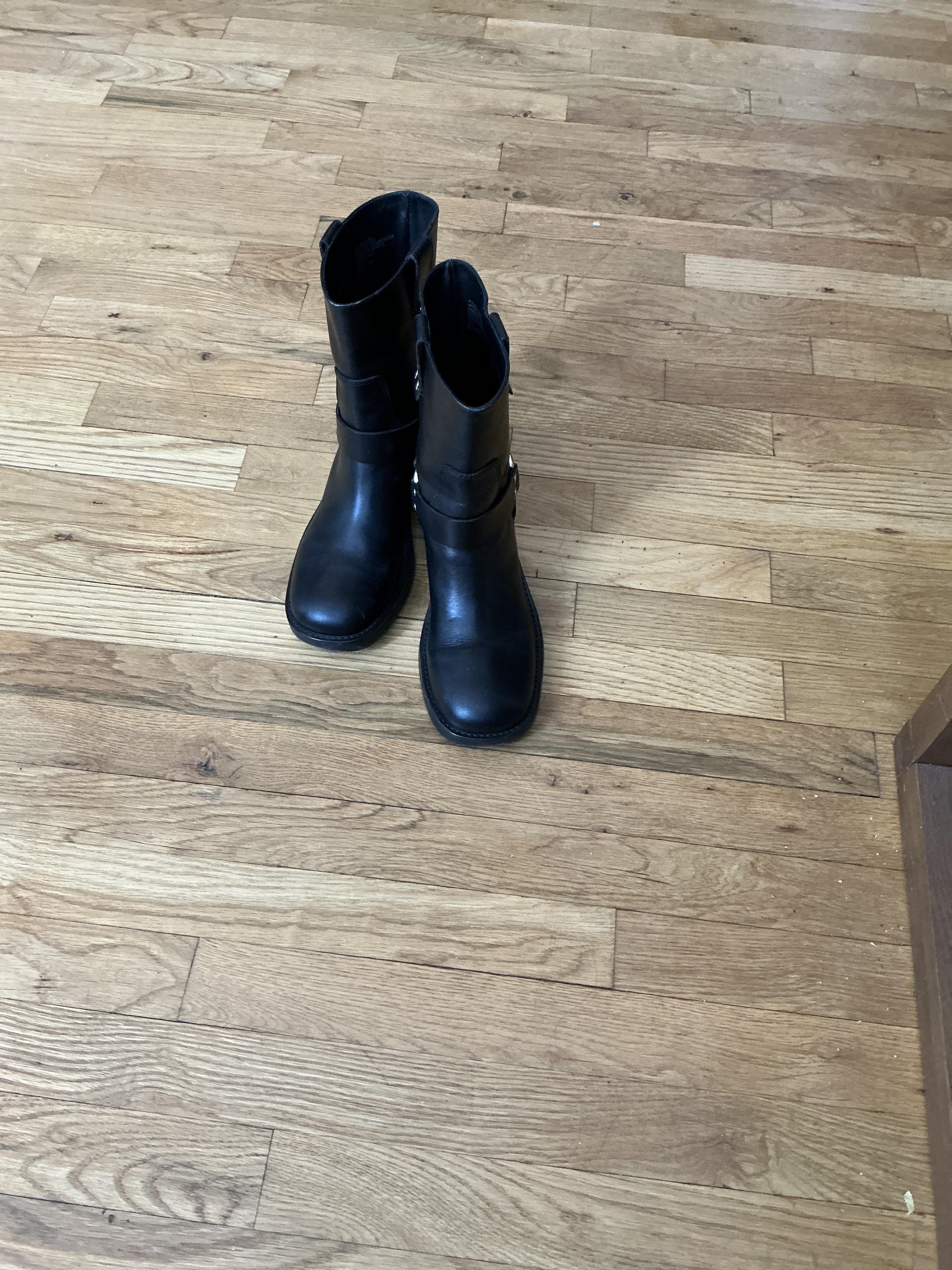 ☃️ J. Crew Black Leather Mid-Calf moto Boots made in Italy 49187 Biker Mid | Black Biker Leather Ankle Boot | JIMMY CHOO main image 2