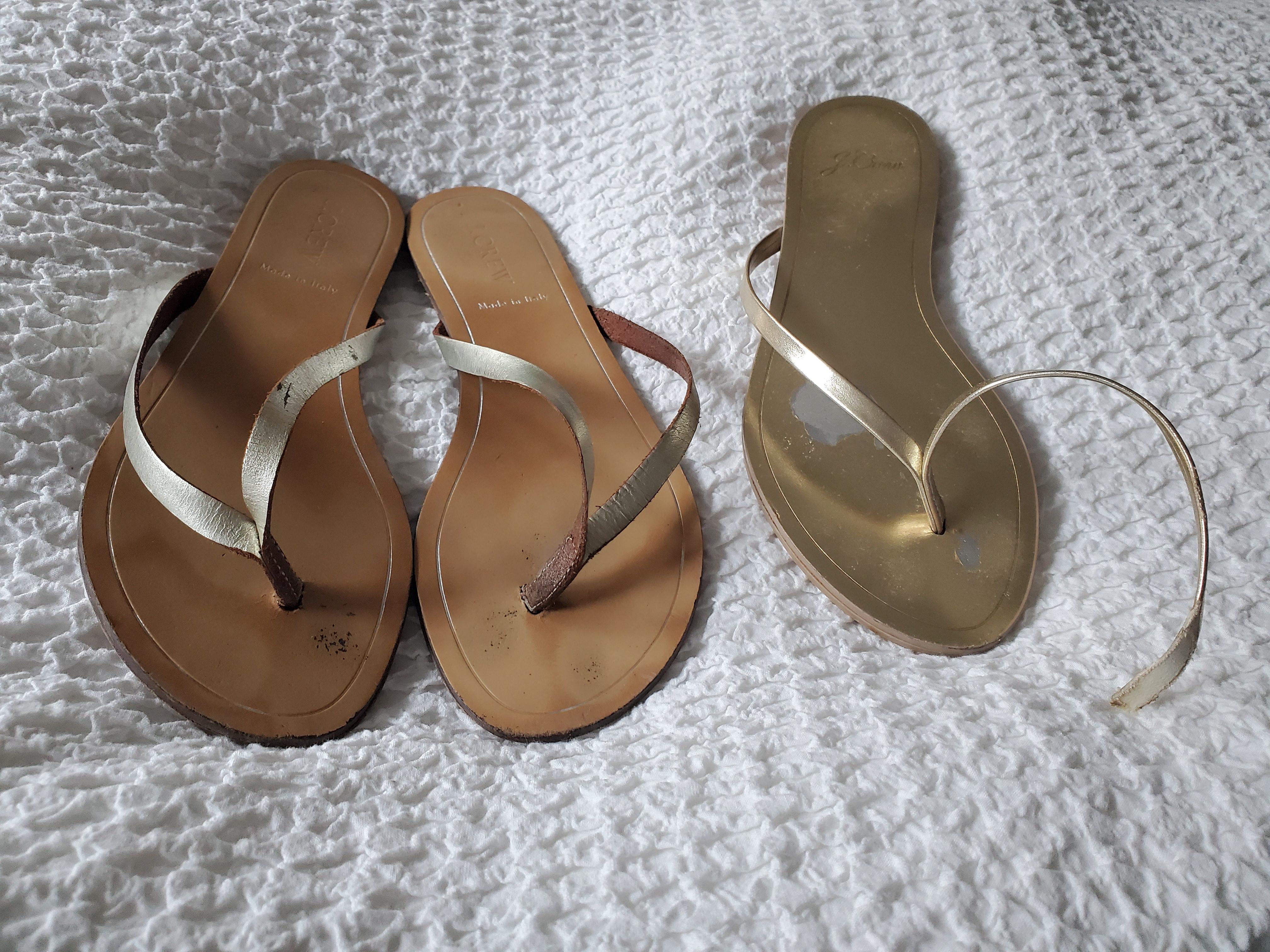 J crew gold store flip flops