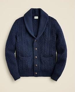 J.Crew: Heritage Cotton Cable-knit Shawl-collar Sweater For Men J.Crew: Heritage Cotton Cable-knit Shawl-collar Sweater For Men