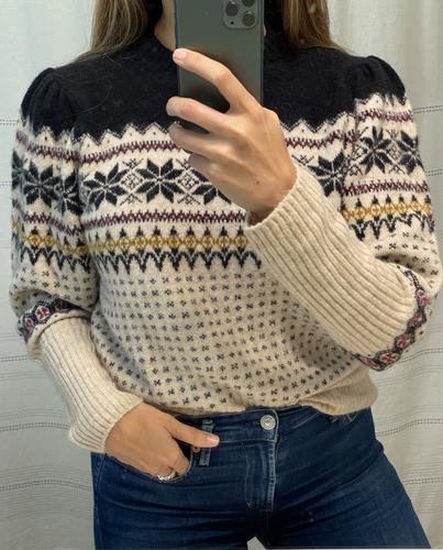 J.Crew: Fair Isle Puff-sleeve Crewneck Sweater In Supersoft Yarn For Women