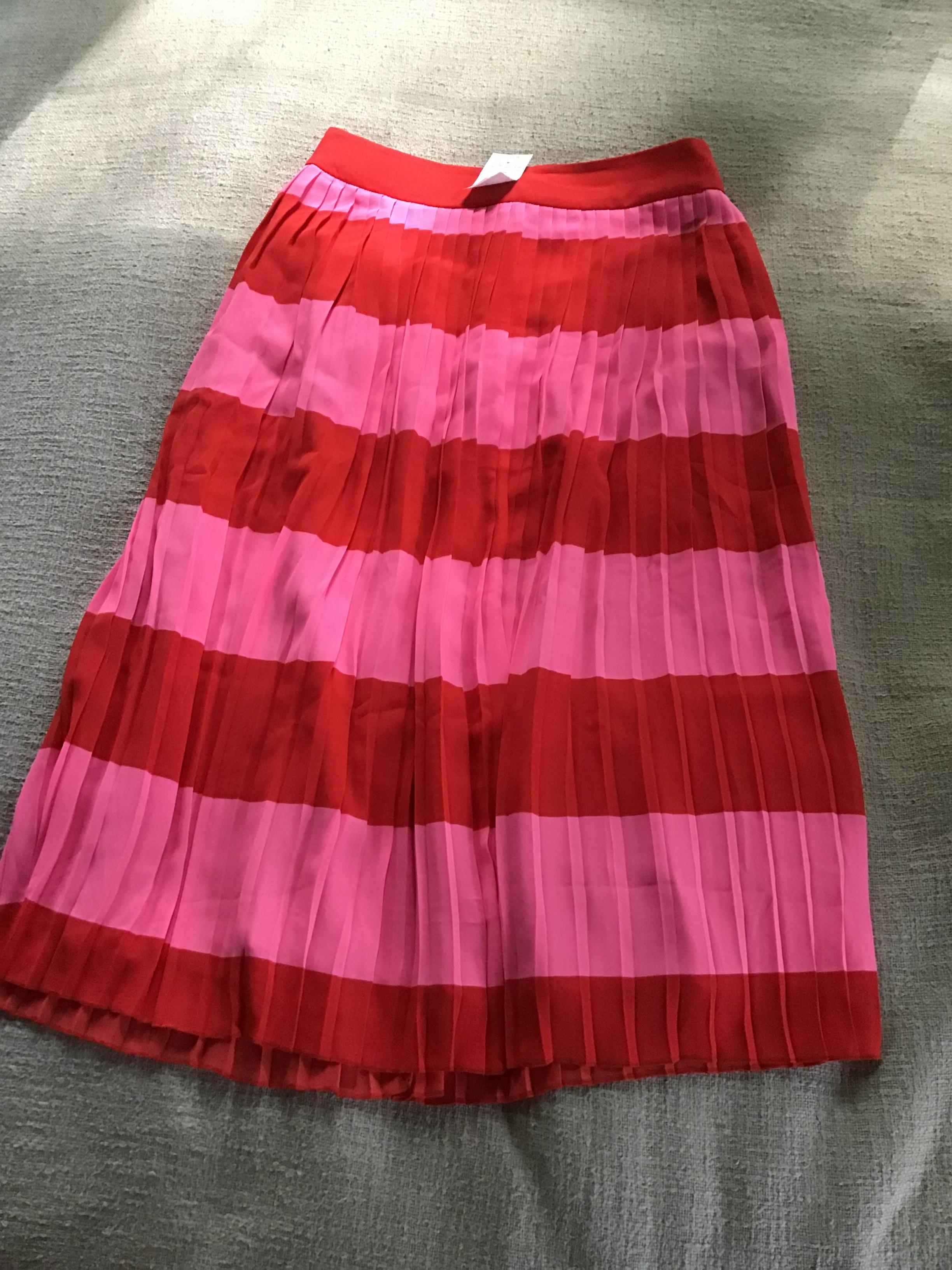 J crew factory red pleated skirt best sale