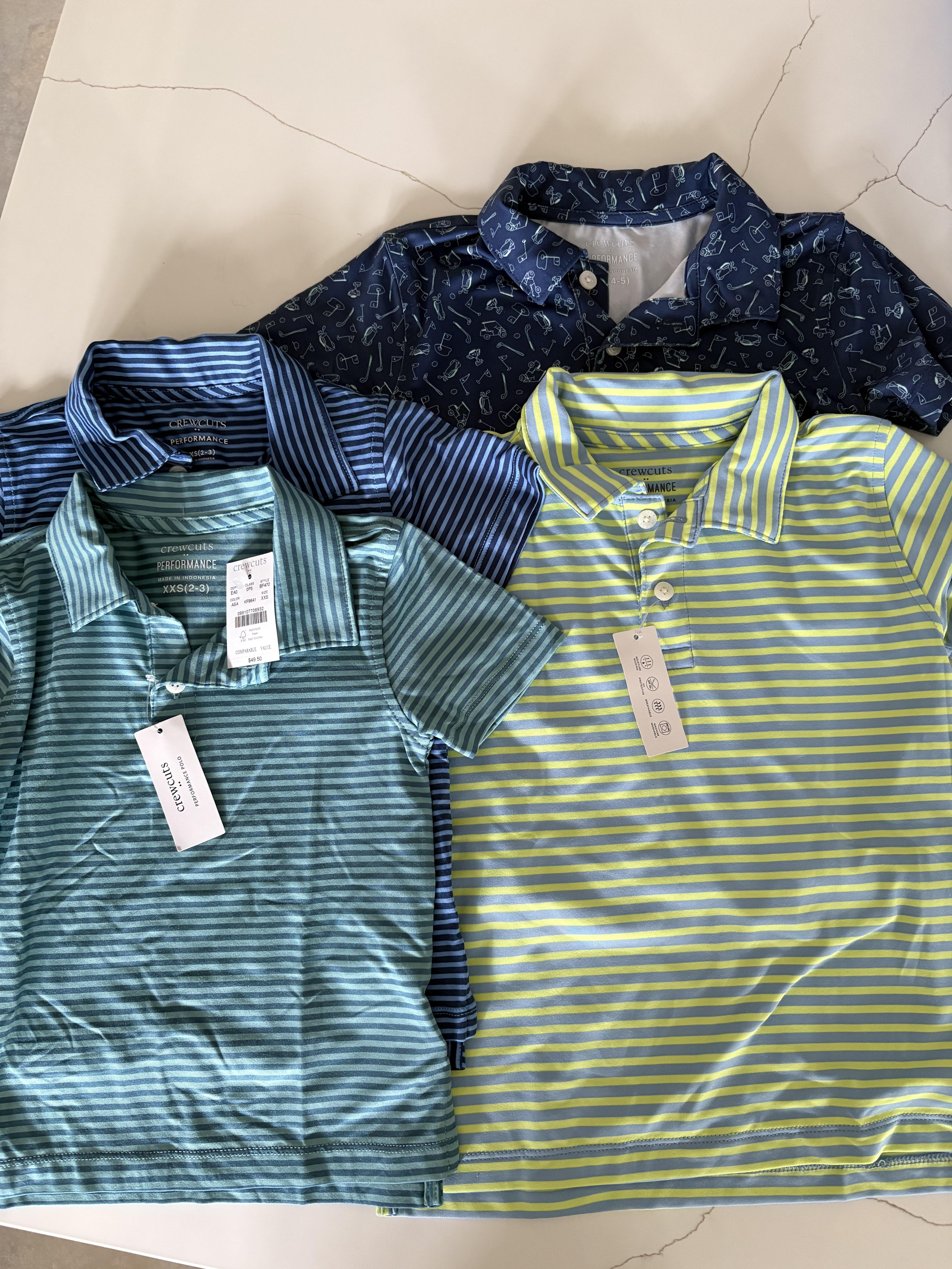 Boys' striped performance polo shirt