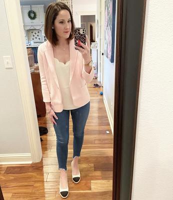 J crew sale pink sweater blazer