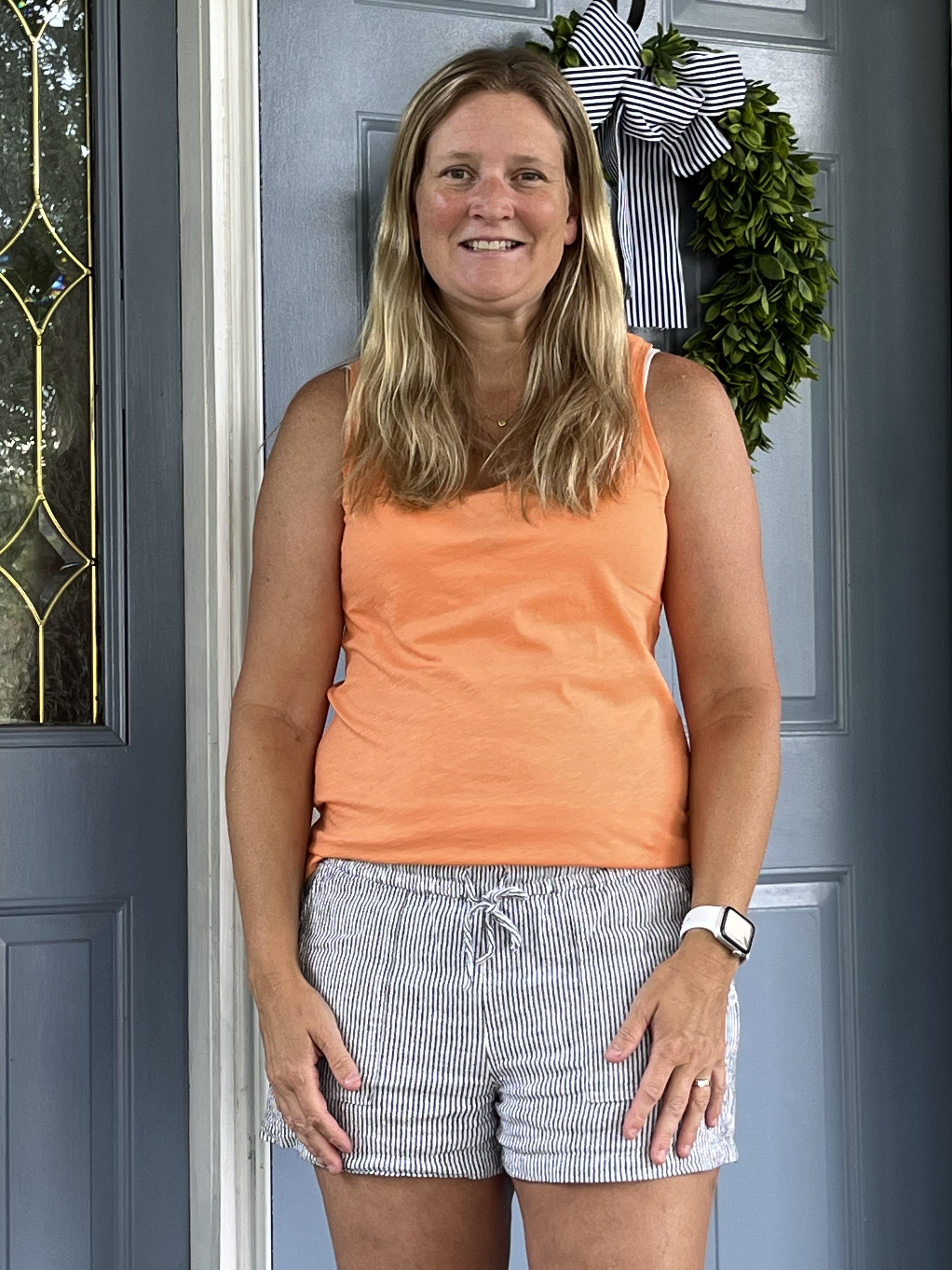 Factory: Striped Linen-blend Drawstring Short For Women