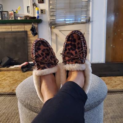 Factory Leopard Calf Hair Moccasin Slippers For Women