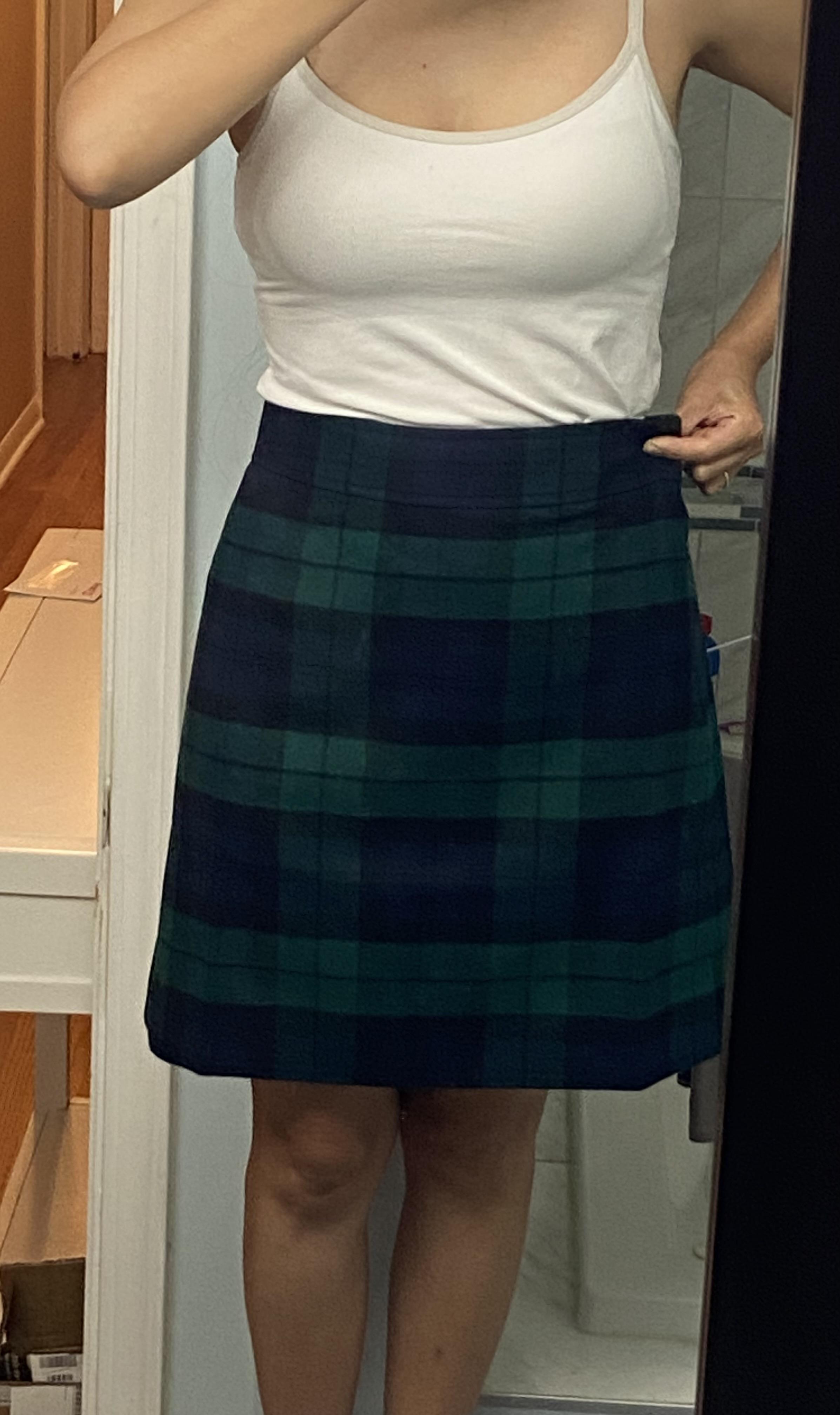 J crew green plaid skirt best sale