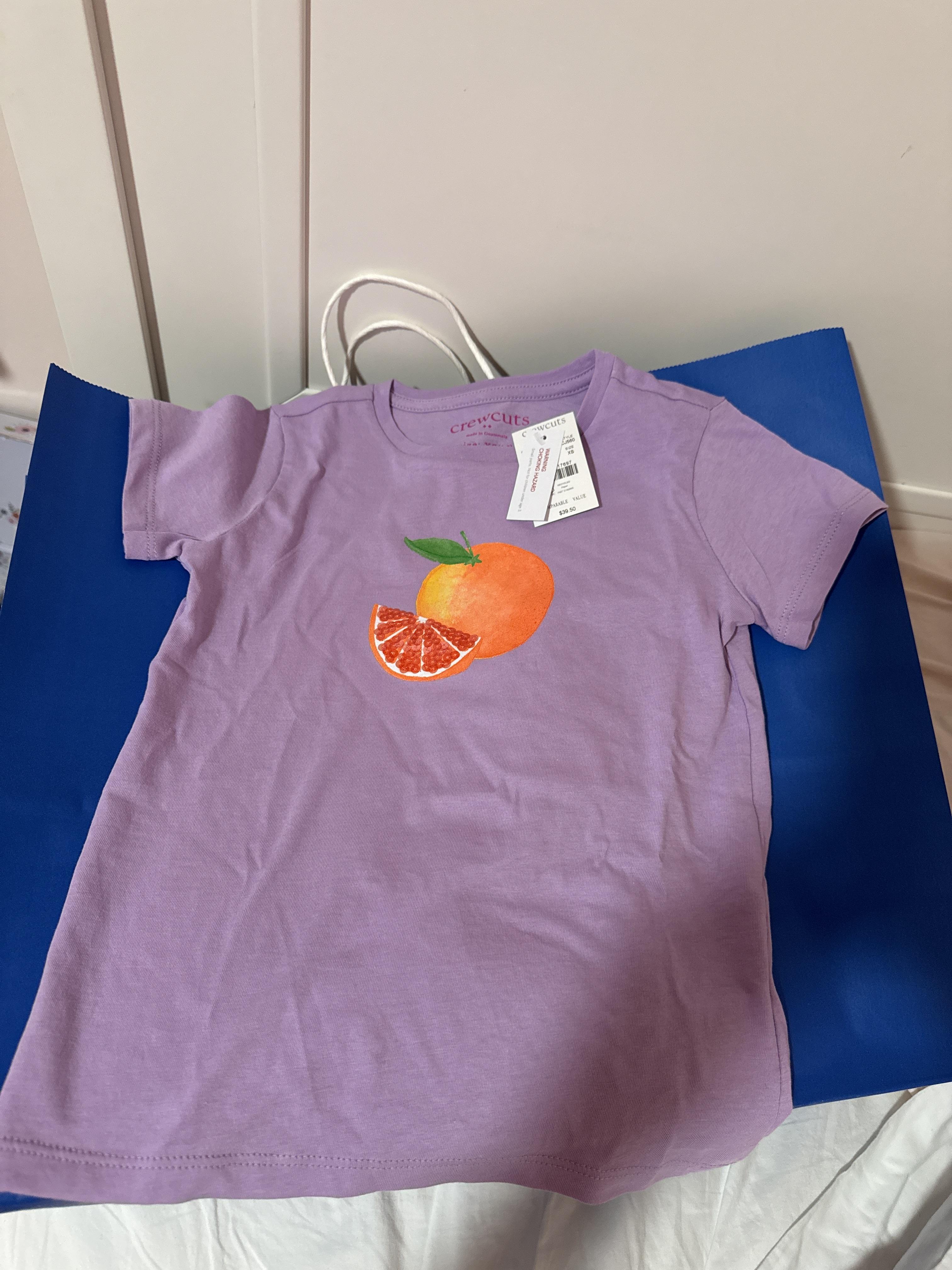 Girls' sequin orange graphic tee