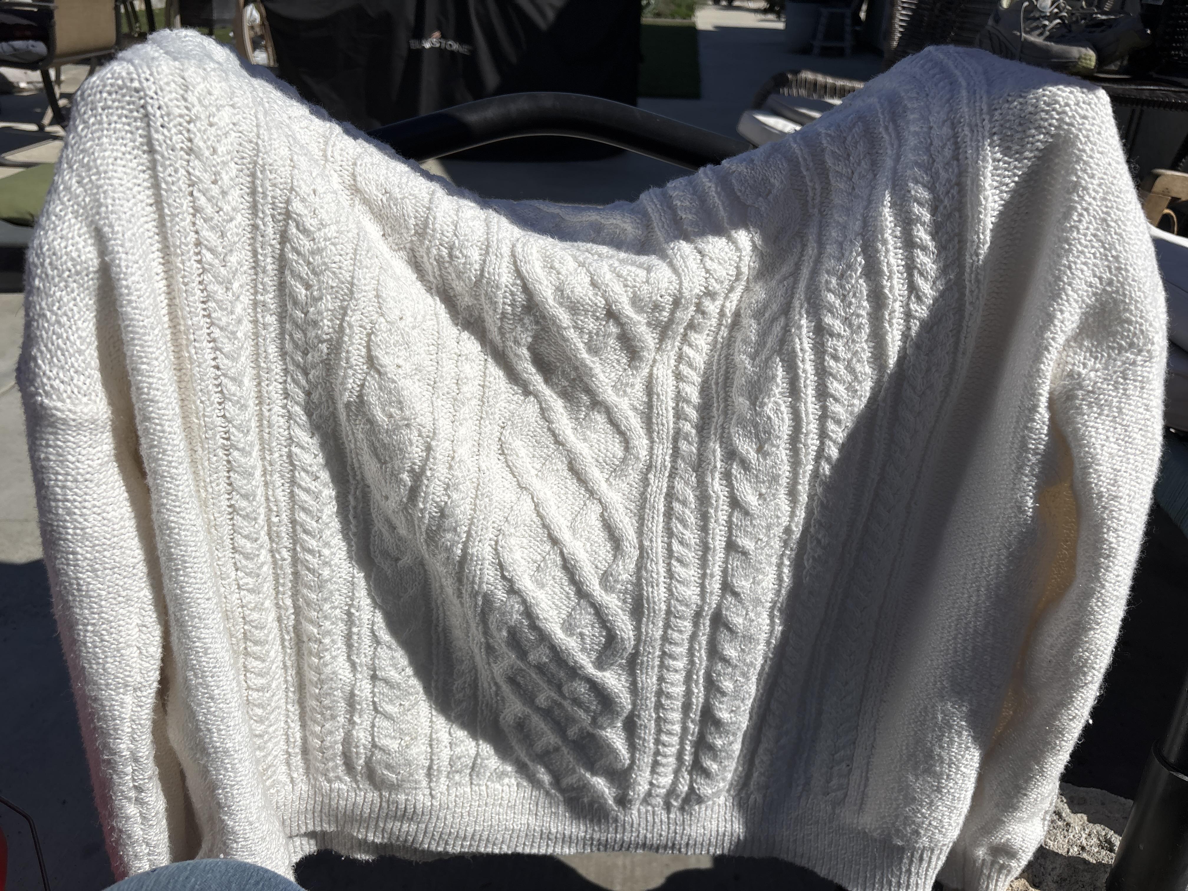 Mockneck cable-knit sweater