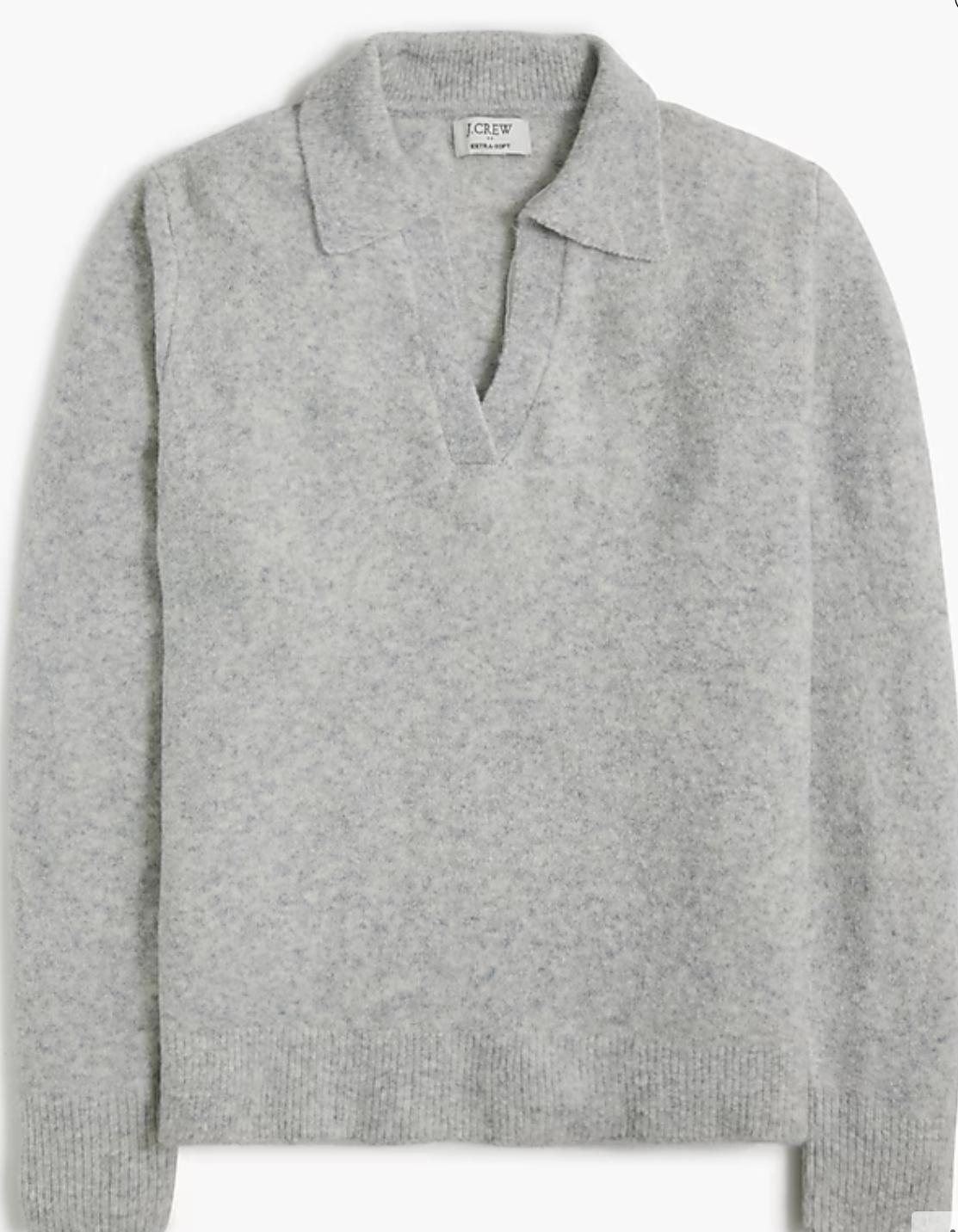 Factory: Wide Button-collar Pullover Sweatshirt For Women