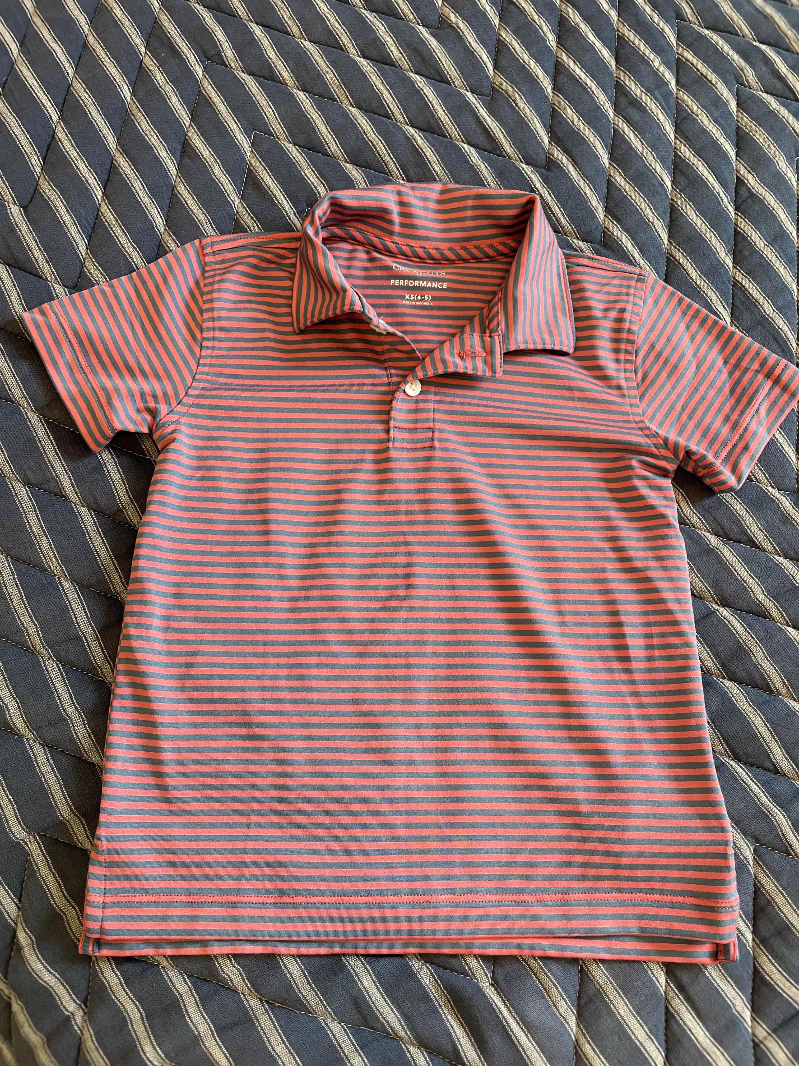 Boys' striped performance polo shirt