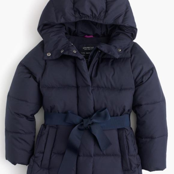 J Crew Belted Puffer on sale Long Coat in Navy