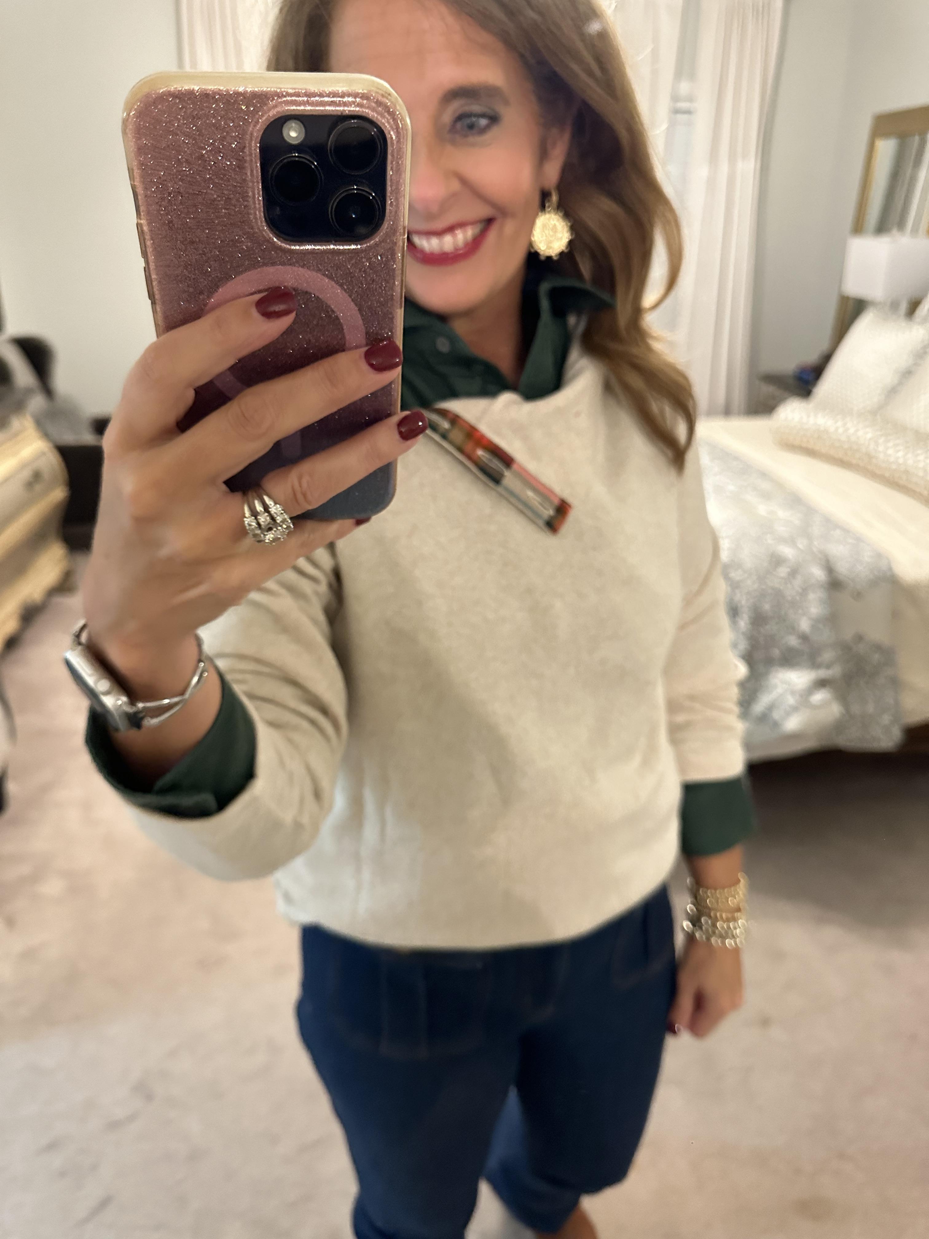 Wide Button-collar Pullover Sweatshirt For Women | Factory