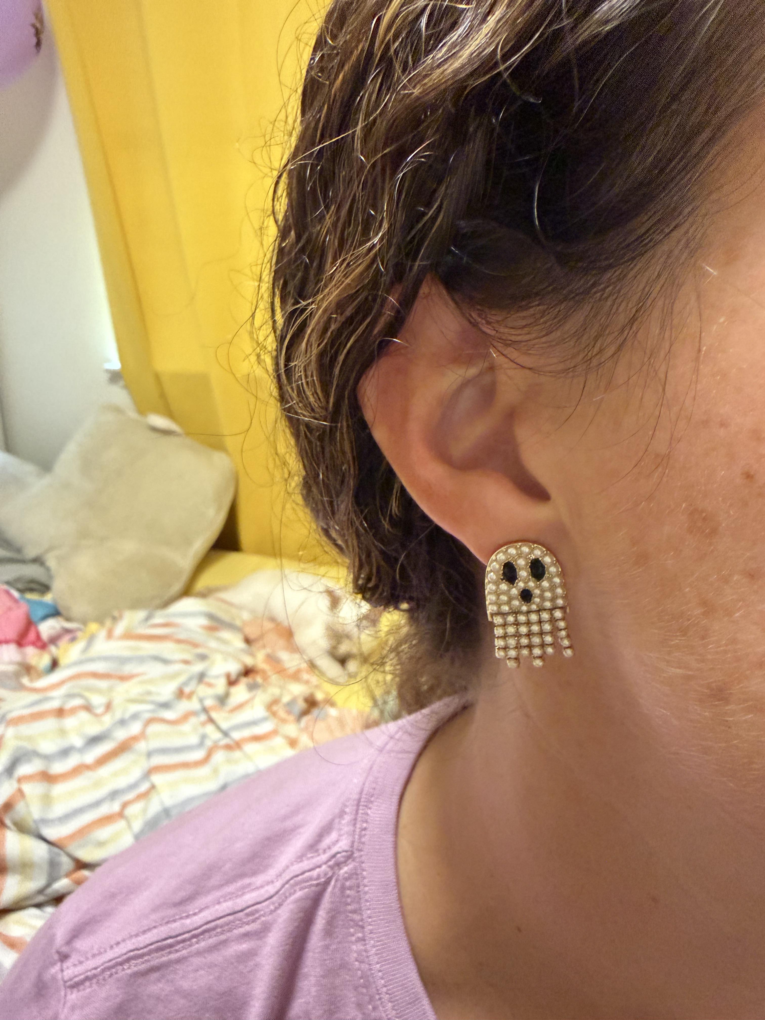 Pearl ghost stud earrings