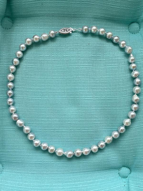 Platinum Cultured Japanese Akoya Pearl Sterling Silver 18 Inch